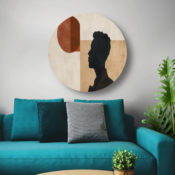 Abstract menselijk silhouet met geometrische achtergrond forex muurcirkel