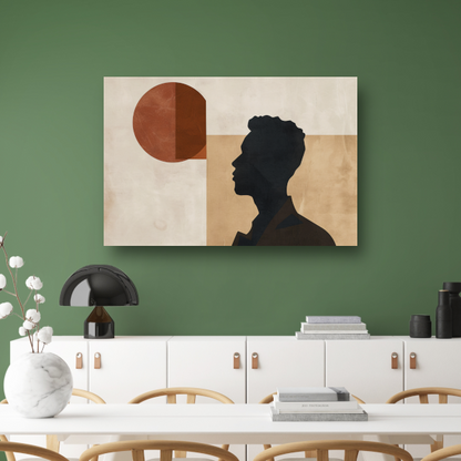 Abstract menselijk silhouet met geometrische achtergrond poster