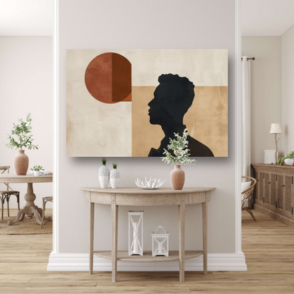 Abstract menselijk silhouet met geometrische achtergrond poster