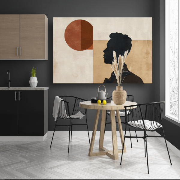 Abstract menselijk silhouet met geometrische achtergrond poster