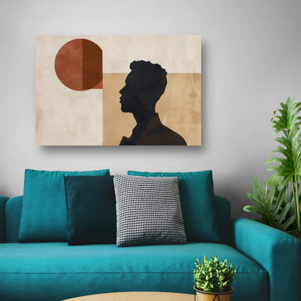 Abstract menselijk silhouet met geometrische achtergrond poster