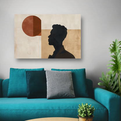 Abstract menselijk silhouet met geometrische achtergrond poster