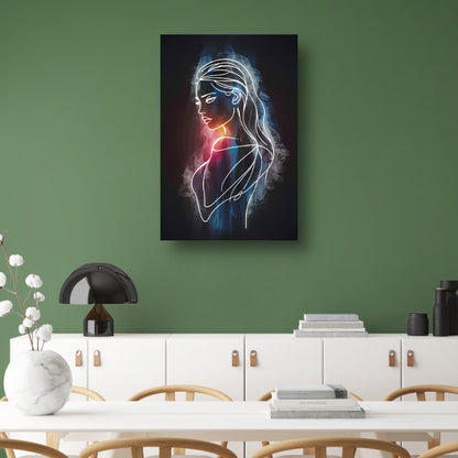 Kosmische lijnkunst portret van vrouw acrylglas