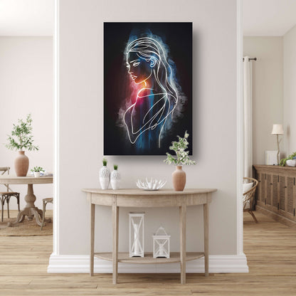 Kosmische lijnkunst portret van vrouw acrylglas