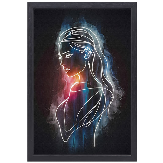 Kosmische lijnkunst portret van vrouw canvas met baklijst
