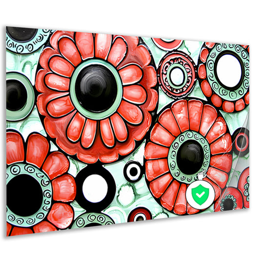 Abstracte bloemen in kleurrijke patronen poster