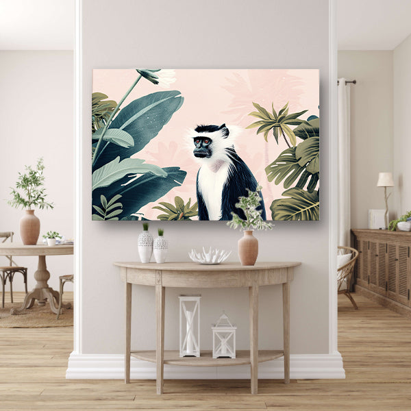 Aquarel schilderij van een aap in jungle poster
