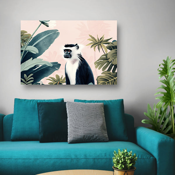 Aquarel schilderij van een aap in jungle poster