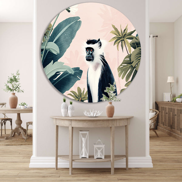 Aquarel schilderij van een aap in jungle aluminium muurcirkel