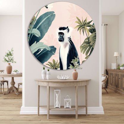 Aquarel schilderij van een aap in jungle aluminium muurcirkel