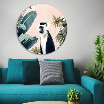Aquarel schilderij van een aap in jungle aluminium muurcirkel