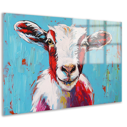Expressieve kleurrijke geitenkunst op levendige achtergrond acrylglas