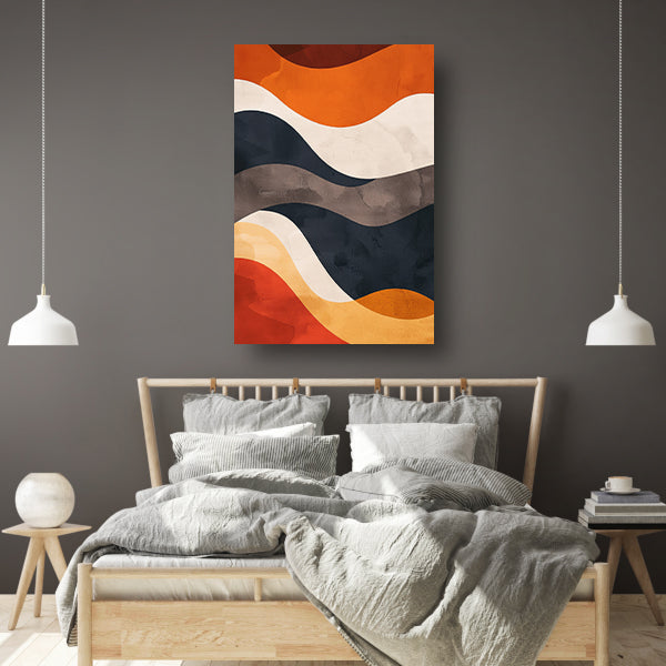 Abstract Golven in Aardse Kleuren canvas met baklijst