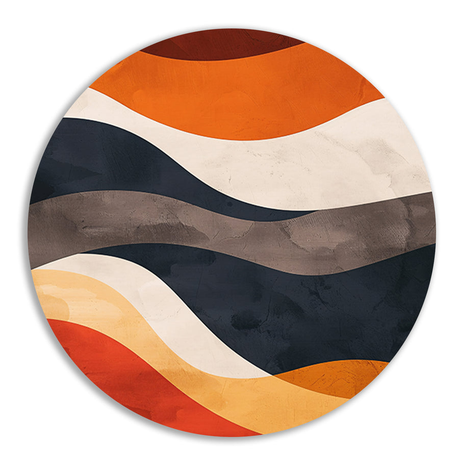 Abstract Golven in Aardse Kleuren aluminium muurcirkel