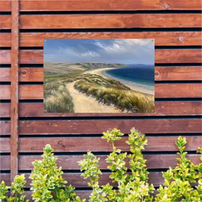 Prachtig strandlandschap met blauwe zee tuinposter