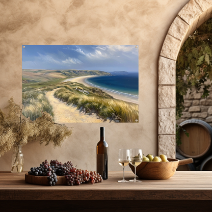 Prachtig strandlandschap met blauwe zee tuinposter