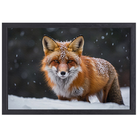 Majestueuze vos in een sneeuwlandschap canvas met baklijst