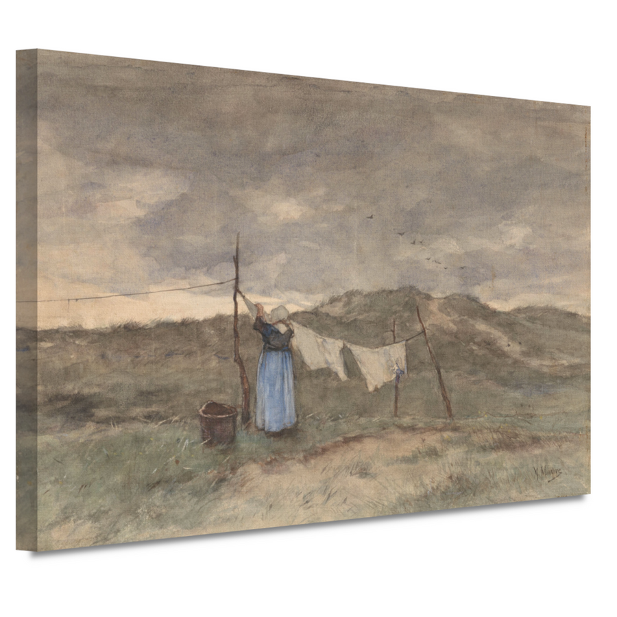 Vrouw bij een waslijn in de duinen - Anton Mauve canvas