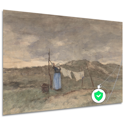 Vrouw bij een waslijn in de duinen - Anton Mauve poster