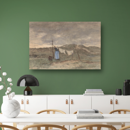 Vrouw bij een waslijn in de duinen - Anton Mauve poster