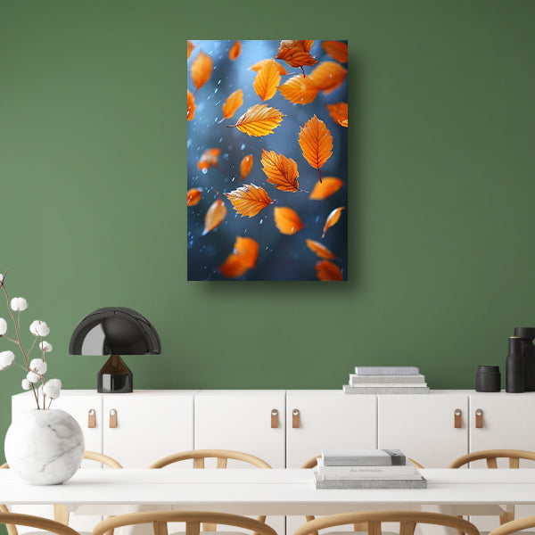 Oranje Bladeren Dansen in de Regen canvas
