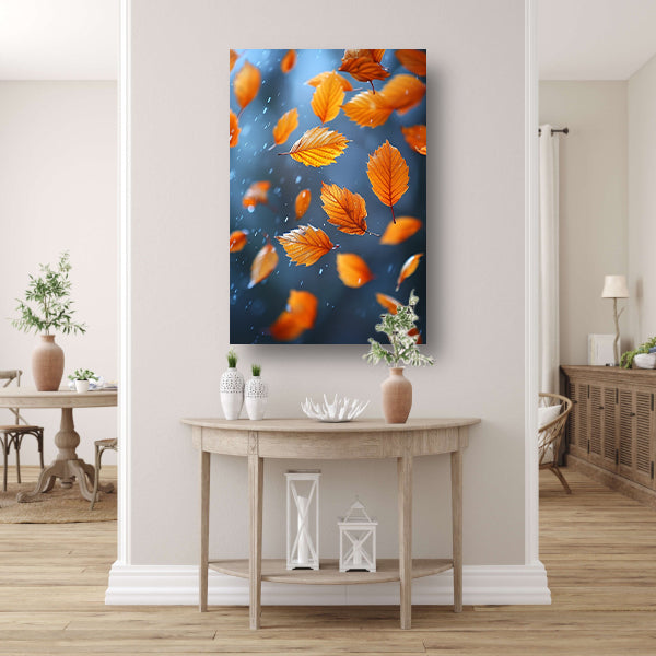 Oranje Bladeren Dansen in de Regen canvas