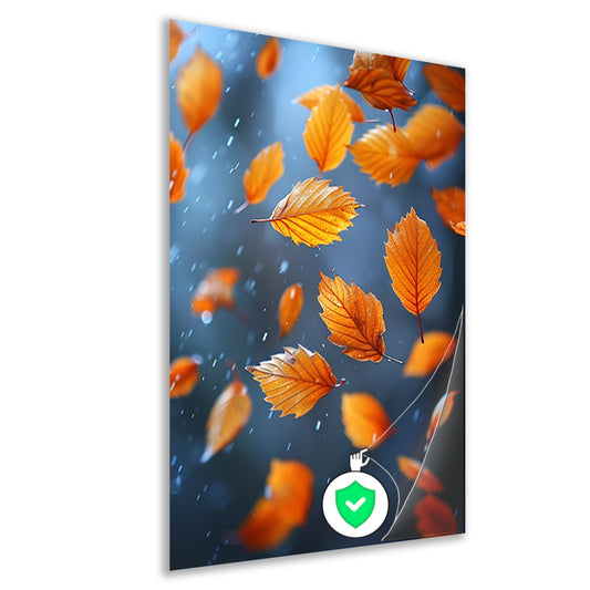 Oranje Bladeren Dansen in de Regen poster