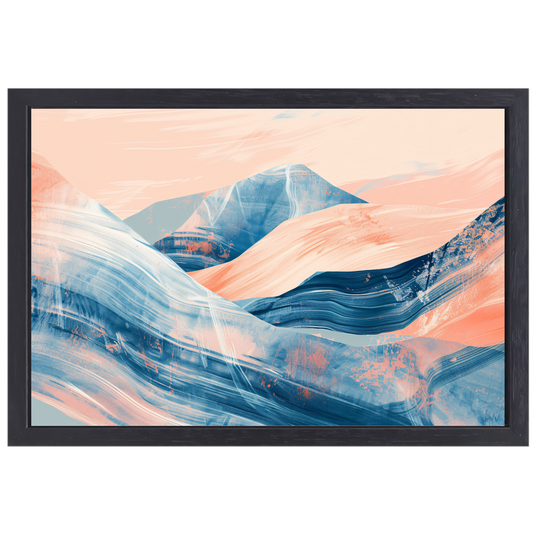 Abstracte heuvels in een dynamisch kleurenschema canvas met baklijst