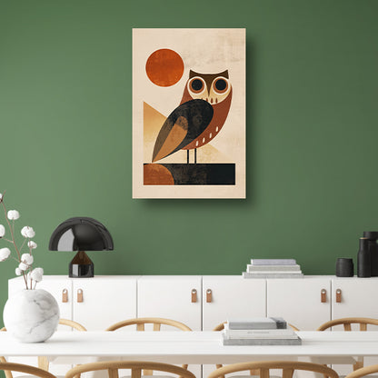 Gestileerde uil in art deco stijl met zon canvas