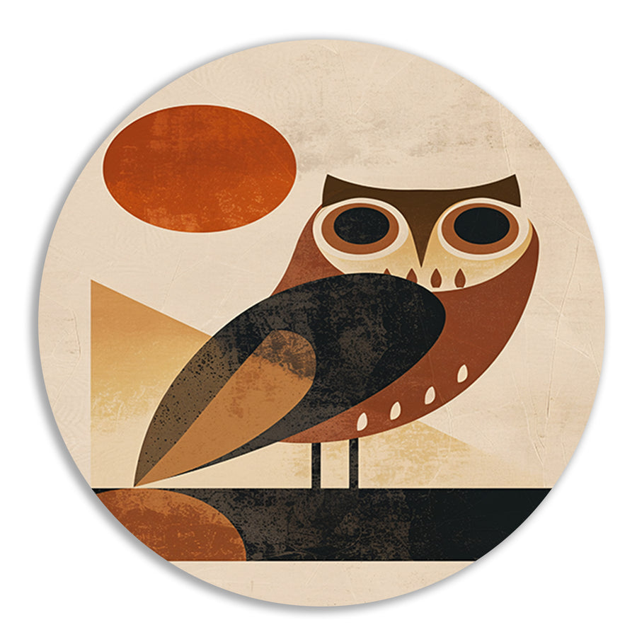 Gestileerde uil in art deco stijl met zon forex muurcirkel