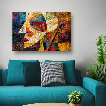 Abstract portret met viool in kleurvlakken   acrylglas