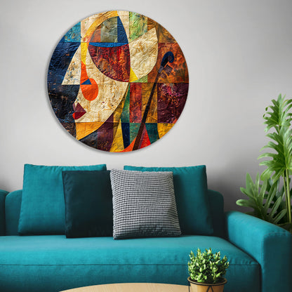 Abstract portret met viool in kleurvlakken   forex muurcirkel