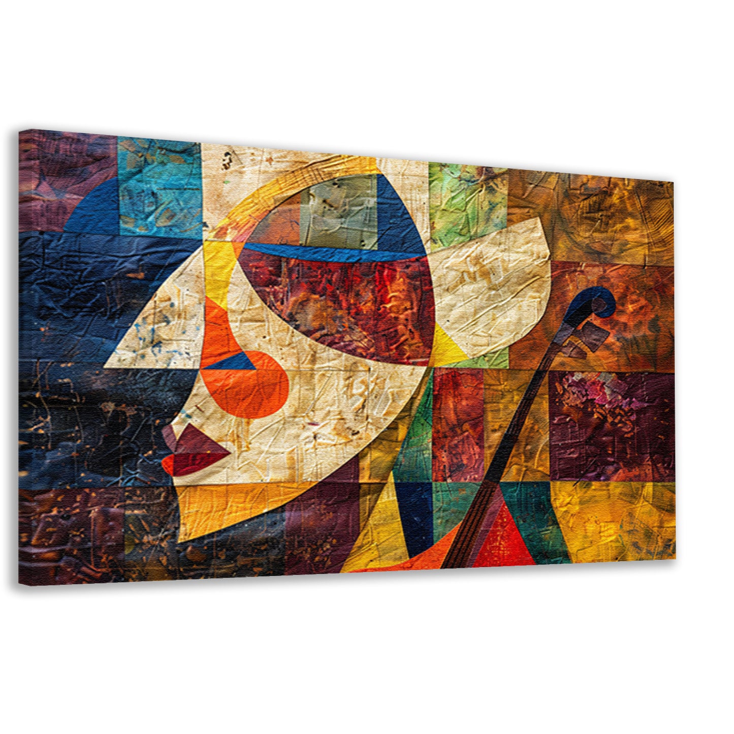 Abstract portret met viool in kleurvlakken   canvas
