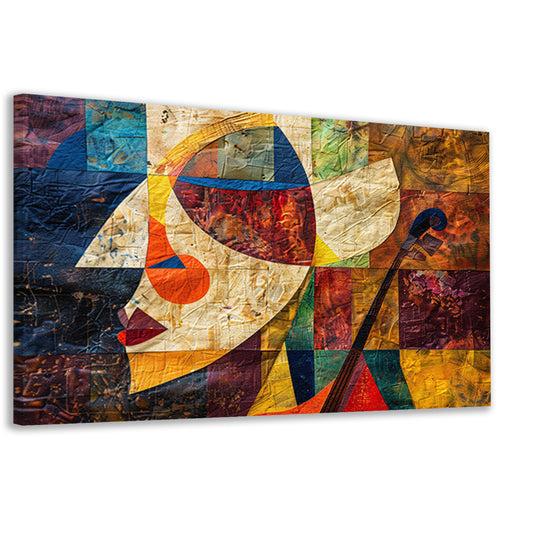 Abstract portret met viool in kleurvlakken   canvas