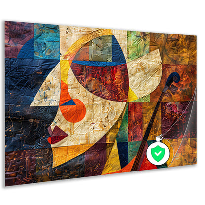 Abstract portret met viool in kleurvlakken  poster