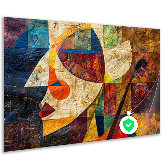 Abstract portret met viool in kleurvlakken  poster