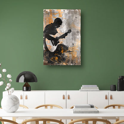Abstracte Silhouet van Gitarist met Gitaar canvas