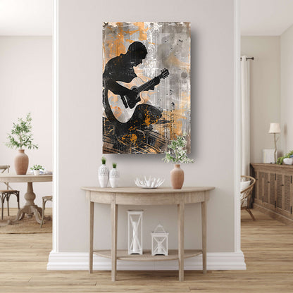 Abstracte Silhouet van Gitarist met Gitaar canvas