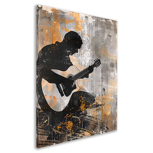 Abstracte Silhouet van Gitarist met Gitaar canvas