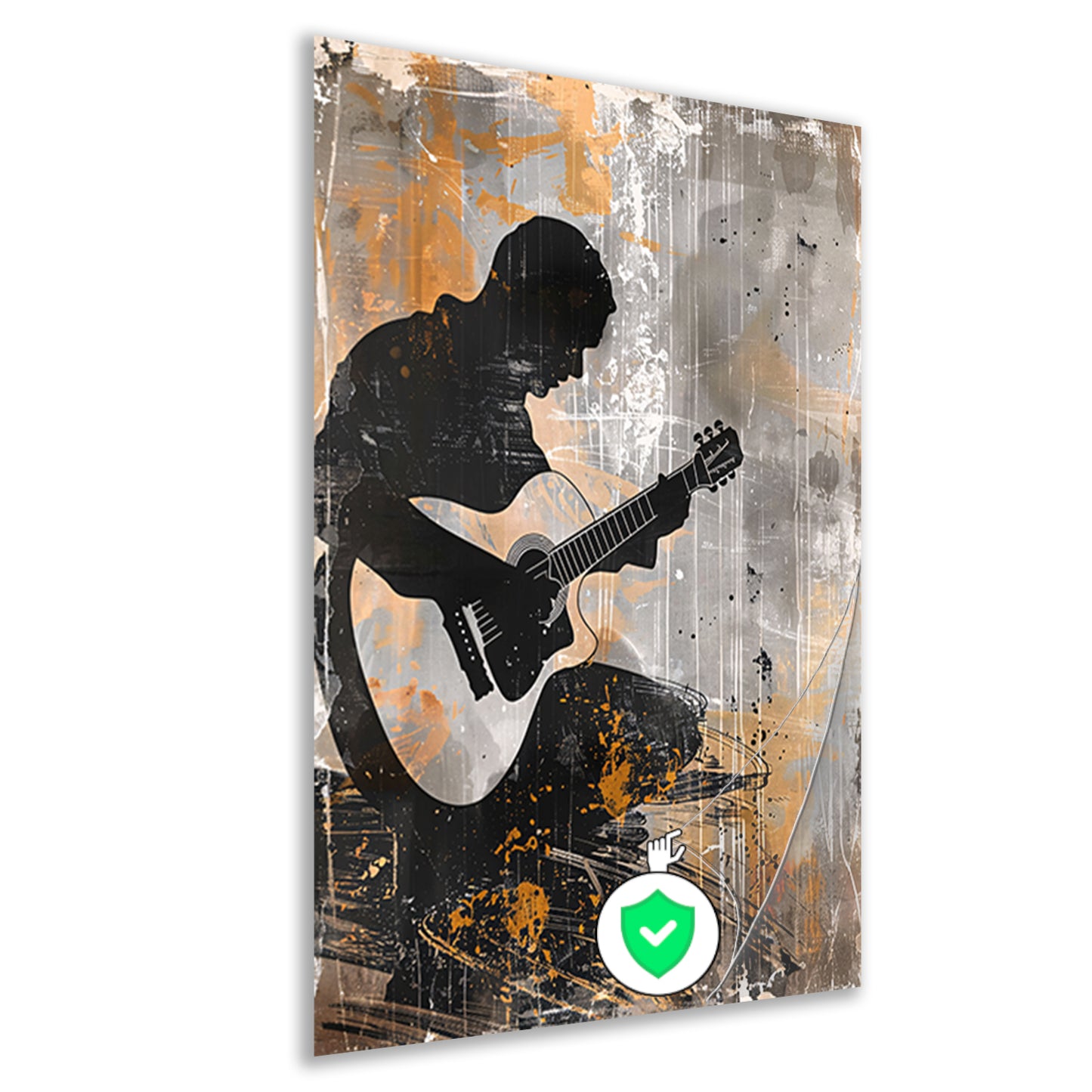 Abstracte Silhouet van Gitarist met Gitaar poster