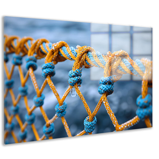 Abstract Knoop in Blauw en Geel acrylglas