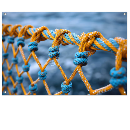 Abstract Knoop in Blauw en Geel tuinposter