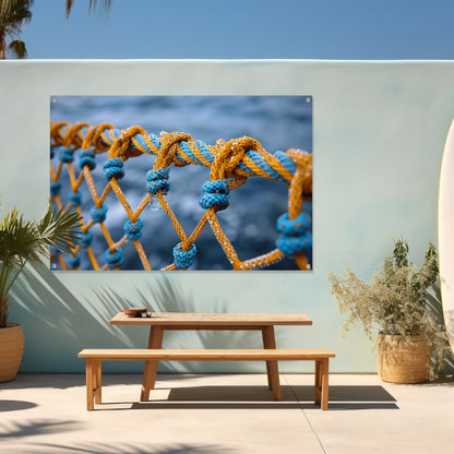 Abstract Knoop in Blauw en Geel tuinposter