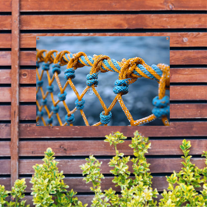 Abstract Knoop in Blauw en Geel tuinposter