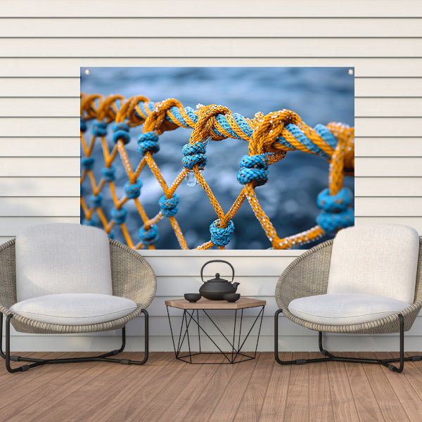 Abstract Knoop in Blauw en Geel tuinposter