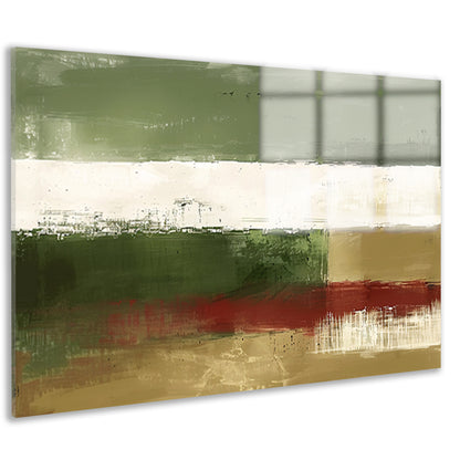 Abstract landschap schilderij met groene tinten acrylglas