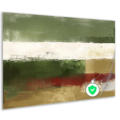 Abstract landschap schilderij met groene tinten poster