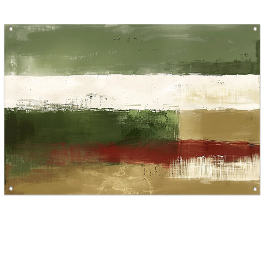 Abstract landschap schilderij met groene tinten tuinposter