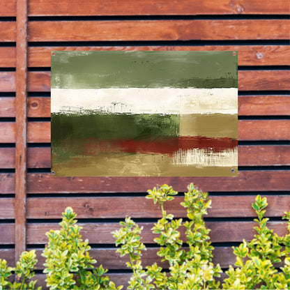 Abstract landschap schilderij met groene tinten tuinposter
