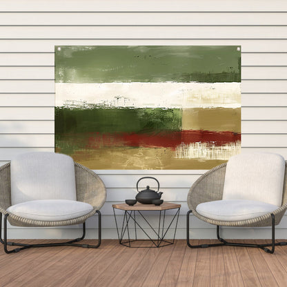 Abstract landschap schilderij met groene tinten tuinposter